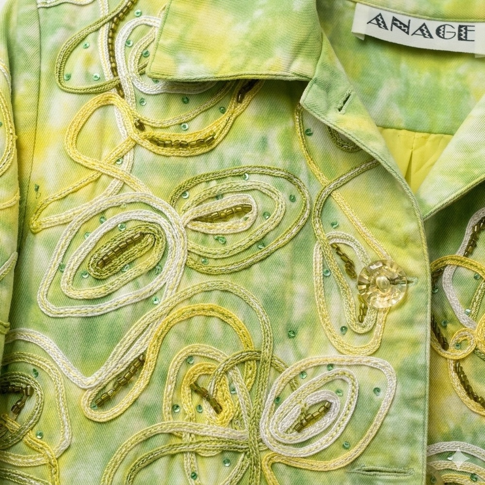 ANAGE Vintage Art To Wear Tie Dye Beaded Jacket S - Picture 2 of 12